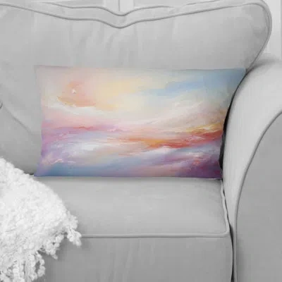Design Art Abstract Pink And Blue Clouds - Romantic Landscape Printed Throw Pillow In Multi-color