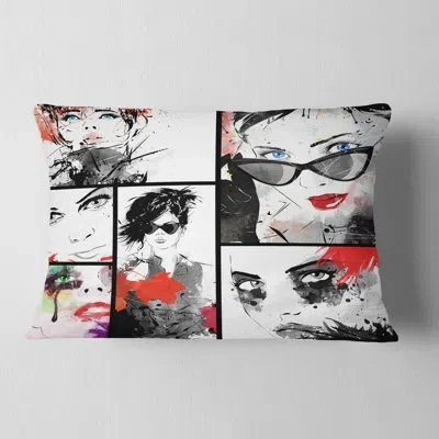 Design Art Abstract Portrait Beautiful Faces Collage Lumbar Pillow