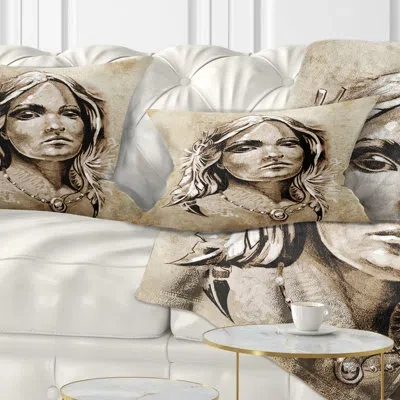 Design Art Abstract Portrait Lovely And Passionate Look Lumbar Pillow