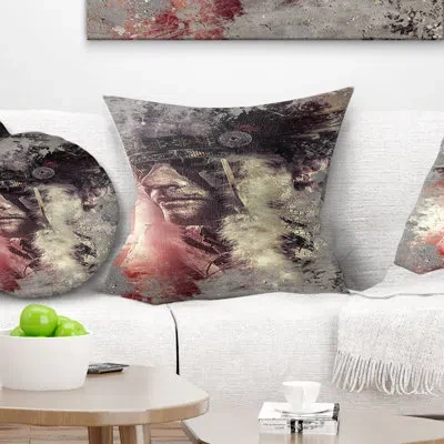 Design Art Abstract Portrait Native American Indian Warrior Pillow In Blue;black;brown;green;red;yellow;black;