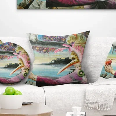 Design Art Abstract Portrait Secret Of Temptation Throw Pillow In Blue;black;brown;green;red;yellow
