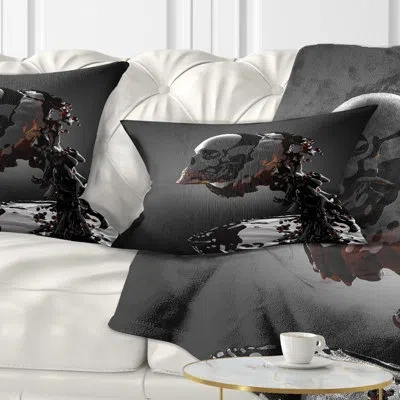 Design Art Abstract Portrait Skull In Liquid Lumbar Pillow