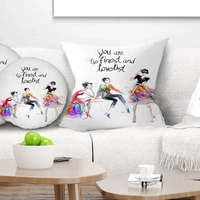 Design Art Abstract Portrait Three Pretty Fashion Girls Pillow
