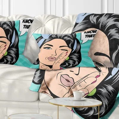 Design Art Abstract Portrait Woman In Comic Style Lumbar Pillow