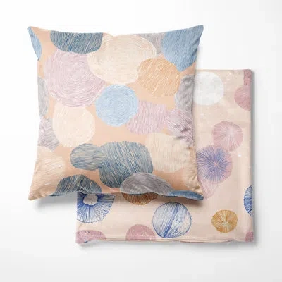 Design Art Abstract Printed Throw Pillow - Coastal Form Seashell Coastal Pillow In Orange;blue