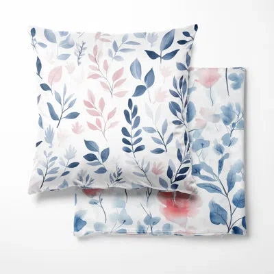 Design Art Abstract Printed Throw Pillow - Spirit Garden Boho Pillow In Pink;blue