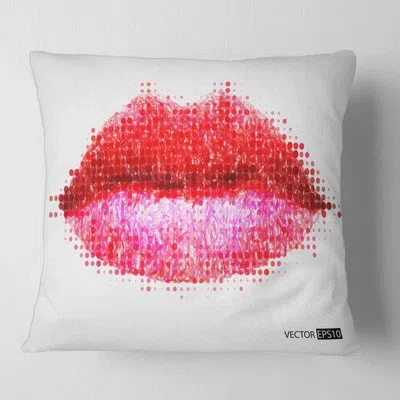 Design Art Abstract Red Woman Lips - Modern Printed Pillow