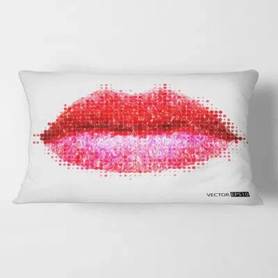 Design Art Abstract Red Woman Lips - Modern Printed Pillow