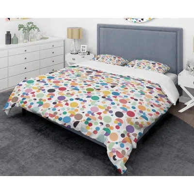 Design Art Abstract Retro Abstract Circular I Mid-century Duvet Cover Set In Blue,yellow,red