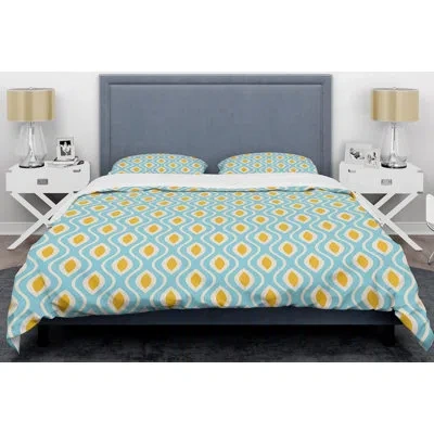 Design Art Abstract Retro Abstract I Mid-century Duvet Cover Set In Blue,green