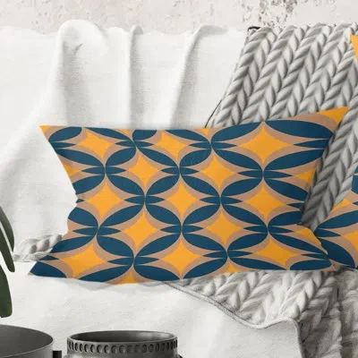 Design Art Abstract Retro Design Iii - Mid-century Modernprinted Throw Pillow In Yellow