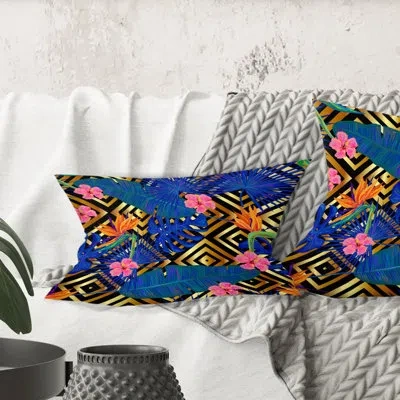 Design Art Abstract Retro Design Vi - Mid-century Modernprinted Throw Pillow