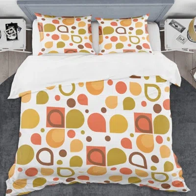 Design Art Abstract Retro Geometric I Mid-century Duvet Cover Set In Yellow