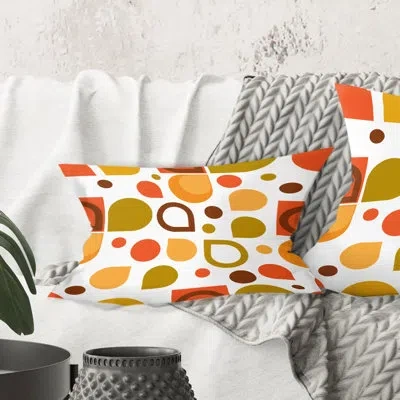 Design Art Abstract Retro Geometric I - Mid-century Modernprinted Throw Pillow