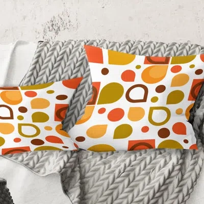 Design Art Abstract Retro Geometric I - Mid-century Modernprinted Throw Pillow In Yellow