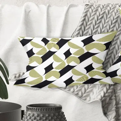 Design Art Abstract Retro Geometric Ii - Mid-century Modernprinted Throw Pillow In Black
