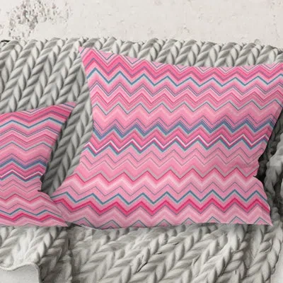 Design Art Abstract Retro Geometric Iii - Mid-century Modern Printed Throw Pillow In Pink