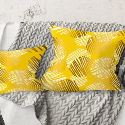 Design Art Abstract Retro Geometric Iv - Mid-century Modernprinted Throw Pillow In Yellow