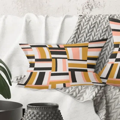 Design Art Abstract Retro Geometric Ix - Mid-century Modernprinted Throw Pillow