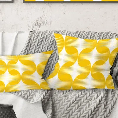 Design Art Abstract Retro Geometric Pattern Iv - Mid-century Modernprinted Throw Pillow In Yellow