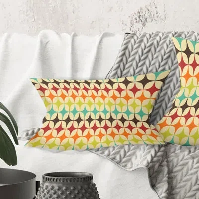 Design Art Abstract Retro Geometric Pattern V - Mid-century Modernprinted Throw Pillow