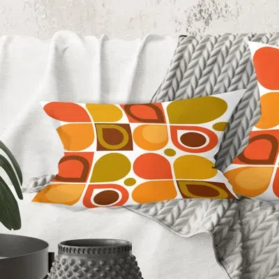 Design Art Abstract Retro Geometric Pattern Vi - Mid-century Modernprinted Throw Pillow