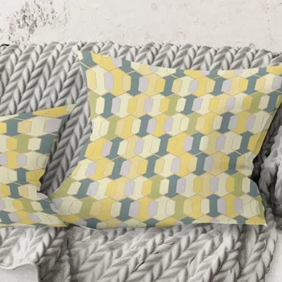 Design Art Abstract Retro Geometrical Design Ii - Mid-century Modern Printed Throw Pillow In Yellow