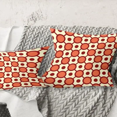 Design Art Abstract Retro Geometrical Design Ix - Mid-century Modern Printed Throw Pillow In Orange