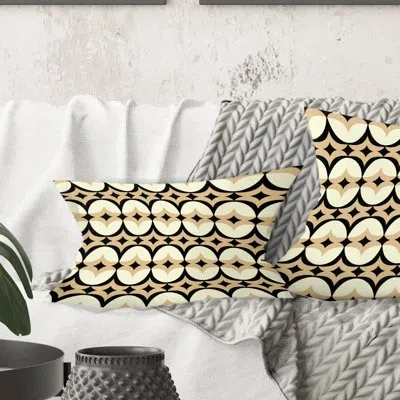 Design Art Abstract Retro Geometrical Design Vii - Mid-century Modernprinted Throw Pillow