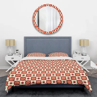 Design Art Abstract Retro Geometrical Ix Mid-century Duvet Cover Set In Orange