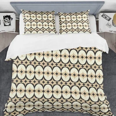 Design Art Abstract Retro Geometrical Vii Mid-century Duvet Cover Set In Yellow