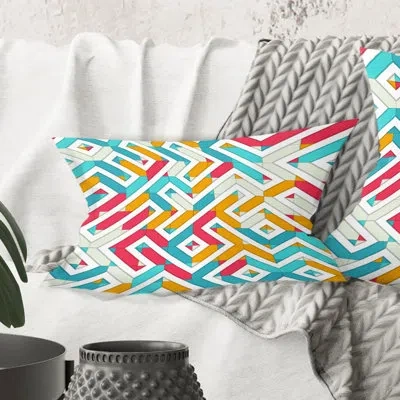 Design Art Abstract Retro Geometry I - Mid-century Modern Printed Throw Pillow