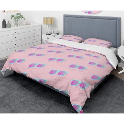 Design Art Abstract Retro I Mid-century Duvet Cover Set In Purple