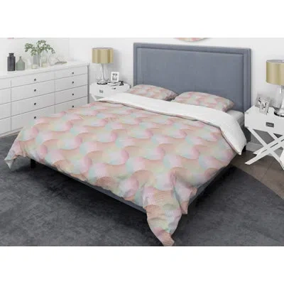 Design Art Abstract Retro Vii Mid-century Duvet Cover Set In Pink