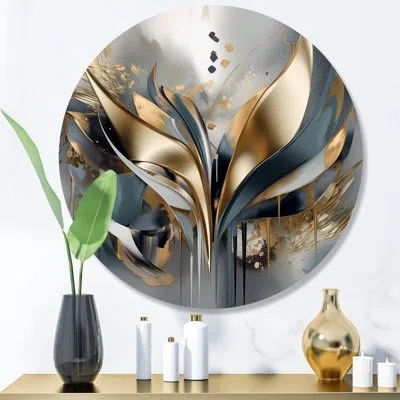 Design Art Abstract Shapes And Lines Iv Wall Decor Metal In Blue;black;gray;gold