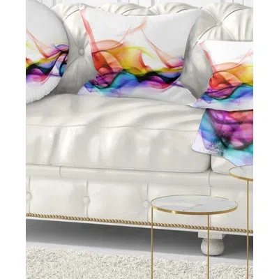 Design Art Abstract Smoke - Abstract Printed Pillow In Yellow;pink