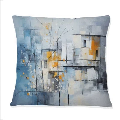 Design Art Abstract Snow Elegance Collage - Snow Printed Throw Pillow In Blue