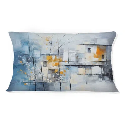 Design Art Abstract Snow Elegance Collage - Snow Printed Throw Pillow In Blue