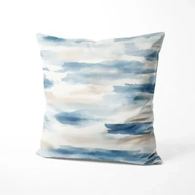 Design Art Abstract Sofa Throw Pillow - Coastal Shore Breeze Stripes Printed Cushion In Orange;blue