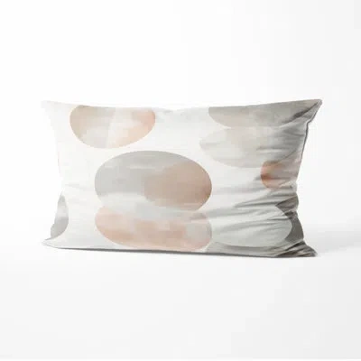 Design Art Abstract Sofa Throw Pillow - Grey Soft Balance Printed Cushion In Beige;grey