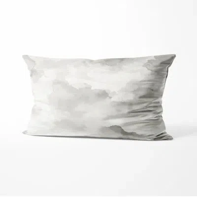 Design Art Abstract Sofa Throw Pillow - Modern Mineral Wash Printed Cushion In Grey