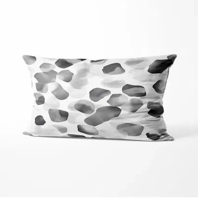Design Art Abstract Sofa Throw Pillow - Modern Soft Graphite Printed Cushion In Black;gray