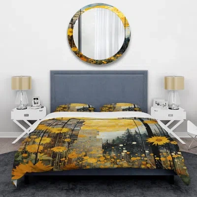 Design Art Abstract Solar Panels Sunlight Collage I - Abstract Collages Duvet Cover Set In Blue;yellow