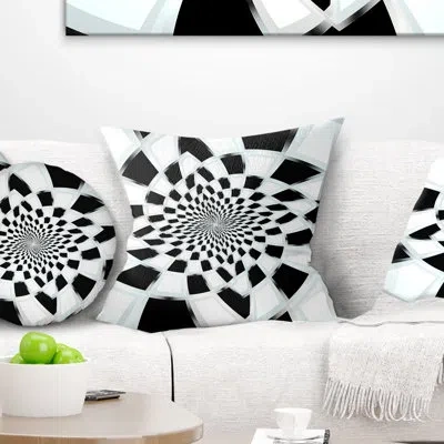 Design Art Abstract Spiral Fractal Design - Abstract Printed Pillow In Black