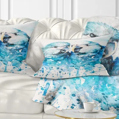 Design Art Abstract Spix Macaw Watercolor Lumbar Pillow