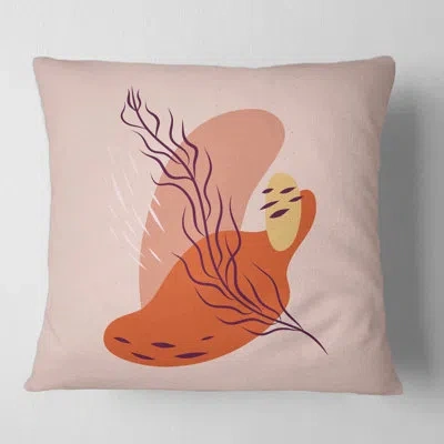 Design Art Abstract Spring Leaf In Warm Colors - Modern Printed Throw Pillow In Red
