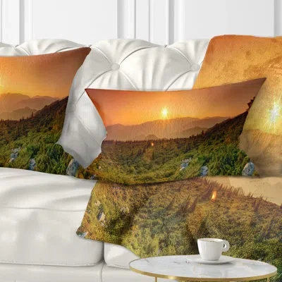 Design Art Abstract Summer In Mountains Panorama Lumbar Pillow