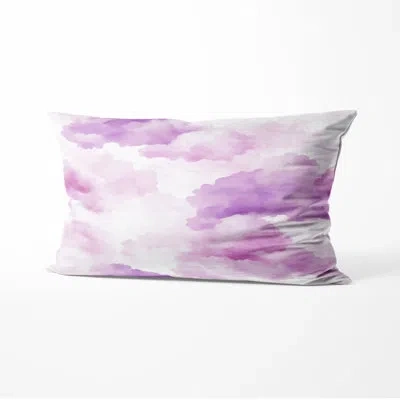 Design Art Abstract Throw Pillow - Boho Rosy Cloud Printed Cushion In Purple;white