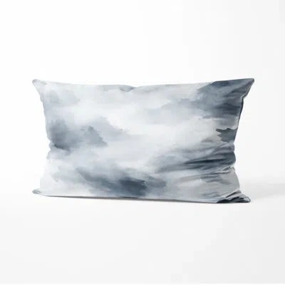 Design Art Abstract Throw Pillow - Grey Slate Mist Printed Cushion In White;grey