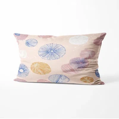 Design Art Abstract Throw Pillow - Pink Coastal Form Seashell Printed Cushion In Blue;pink